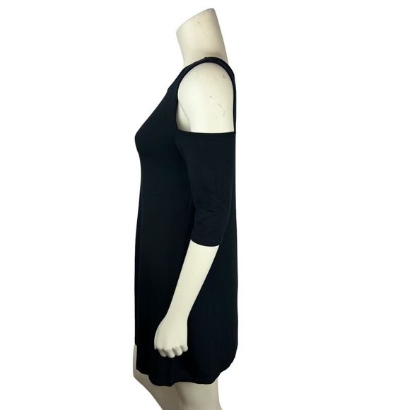 NEW Alquema Cold Open Shoulder Tunic Size 1 US 6 Solid Black Lagenlook Womens - Picture 3 of 12